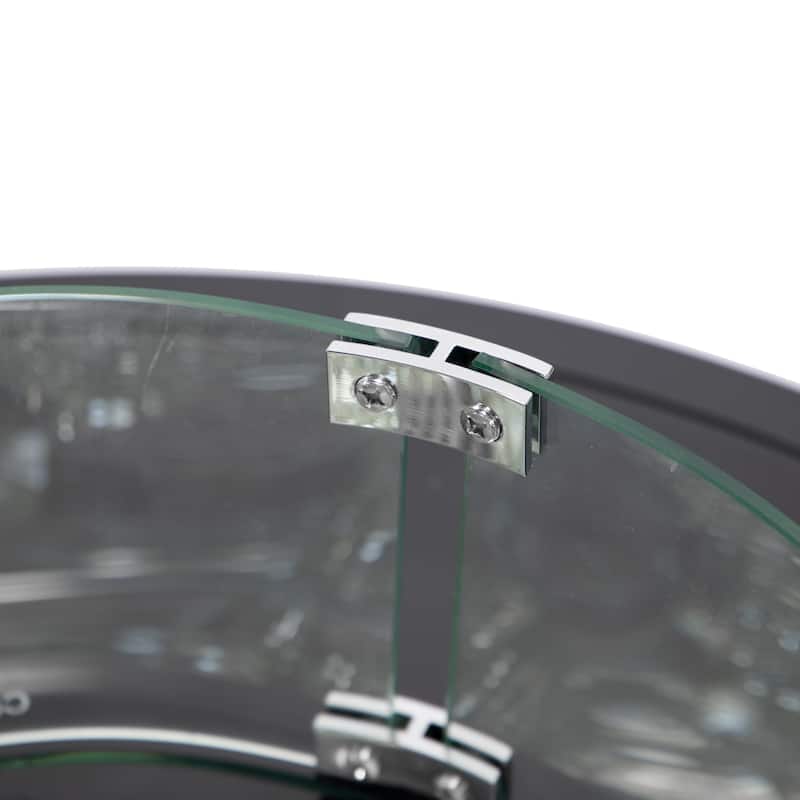 Walbrooke Modern Round Aluminum Frame Fire Pit Table with Powder-Coated Finish, CSA-Certified, and Tempered Glass - 29