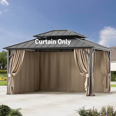 Gazebo Curtain Replacement Universal 4-Panel Sidewalls 12' x 14', Outdoor Gazebo Privacy Curtains with Zipper (Curtain Only)