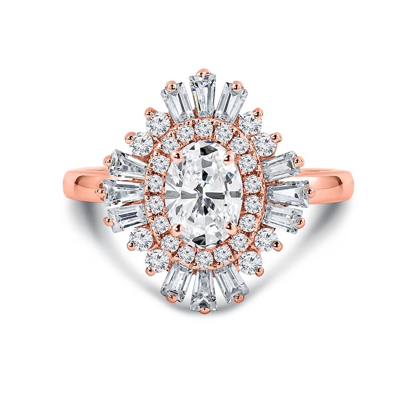 Auriya 14k Gold 1 1/4ctw Ballerina Halo Oval Diamond Engagement Ring Certified (H-I, SI1-SI2)