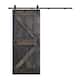 36in x 84in K Series Pine Wood Sliding Barn Door With Hardware Kit - Carbon Gray