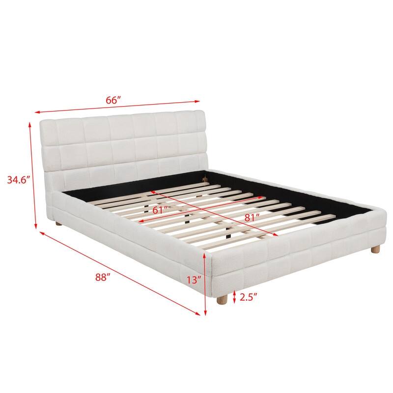 Best Master Furniture Maelle Fleece Upholstered Tufted Platform Bed
