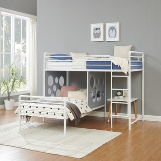 Modern Geo Cutout Colorful Twin L-Shaped Bunk Bed