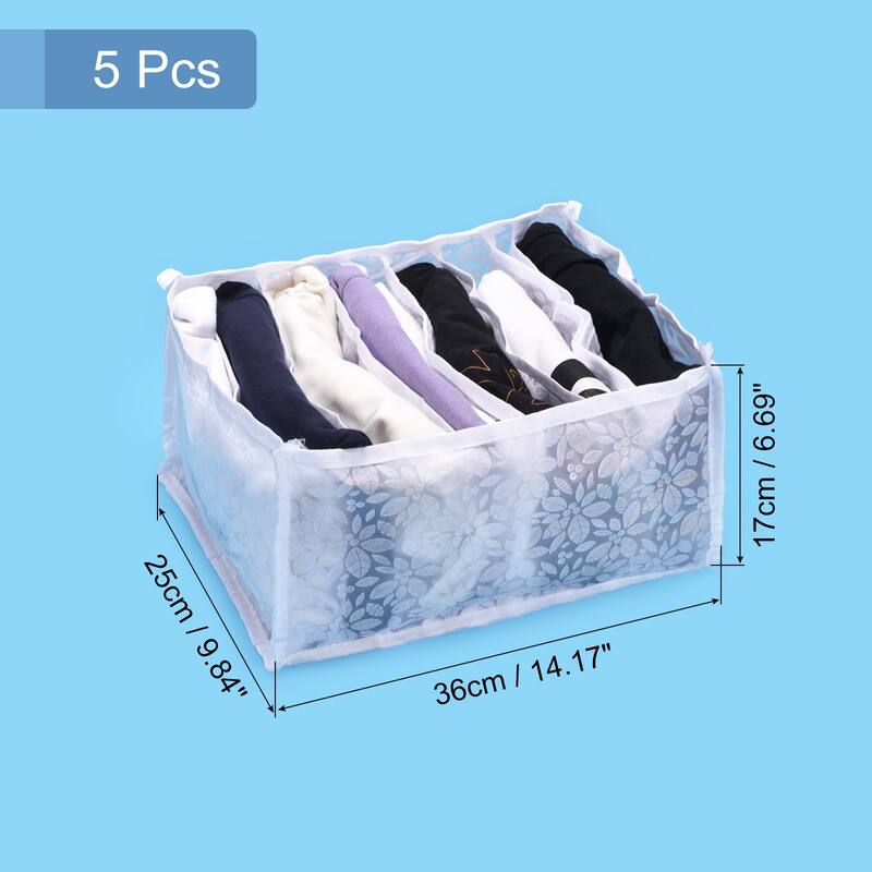 T-shirt Compartment Storage Box for Jeans, Scarves, Flower White - Flower White