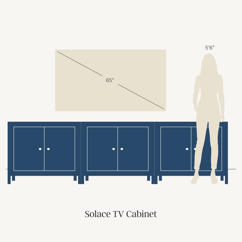 Solace Mid Century Modern Cabinet, Storage Accent Cabinet or TV Stand with Doors, Solid Wood Legs and Adjustable Shelf