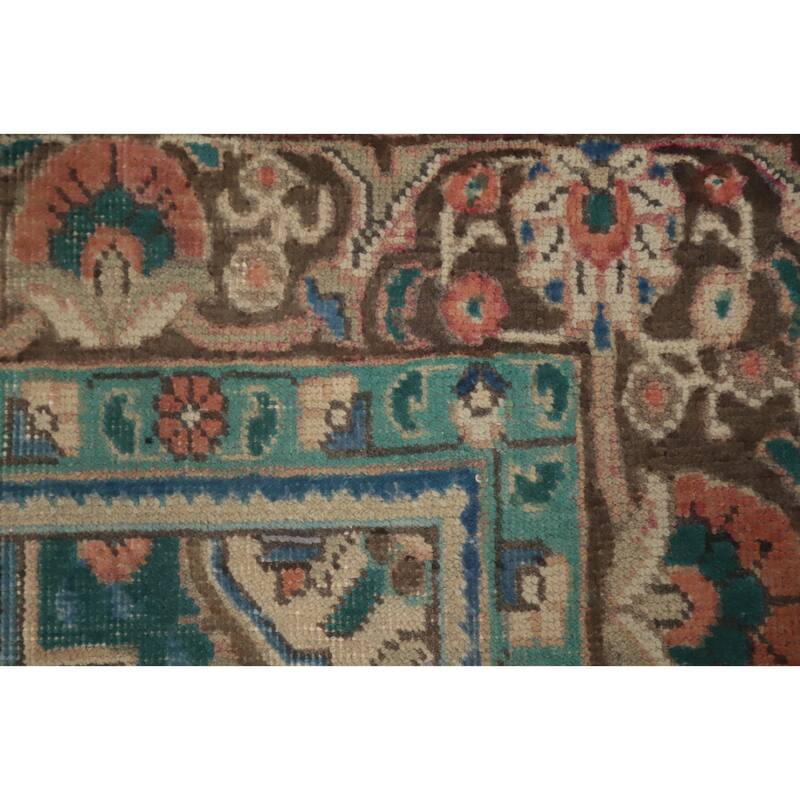 Hand Knotted Oriental 100% Wool Carpet Traditional Floral Brown Tabriz Area Rug - 6' 6'' X 4' 7''