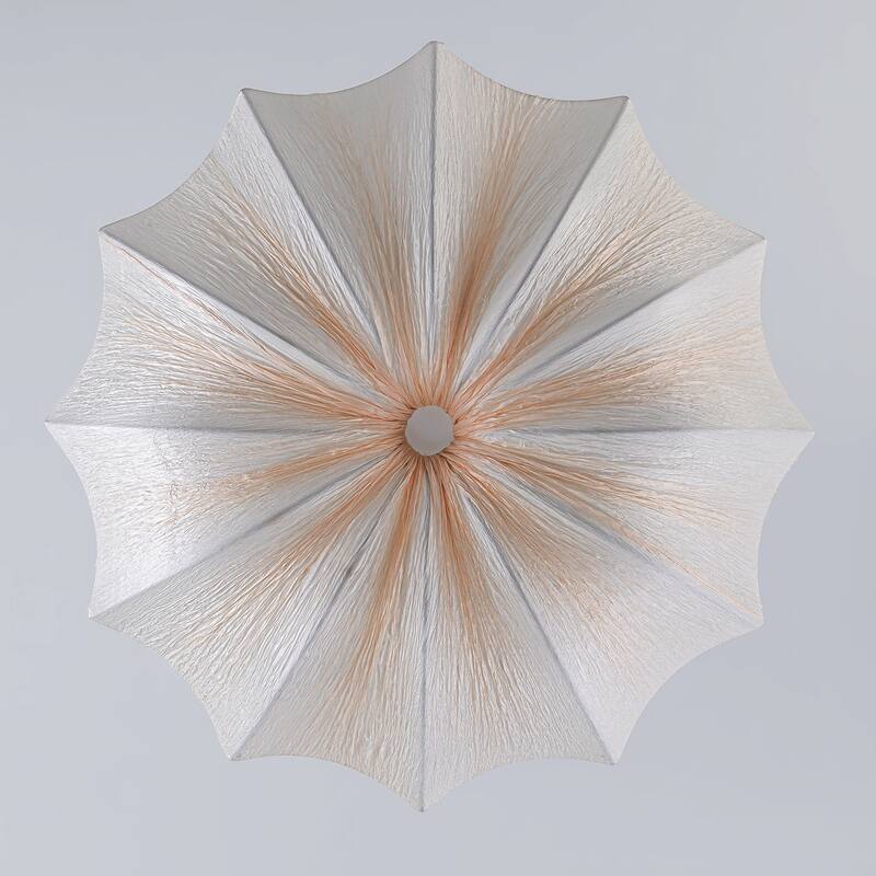 5-Light White Fabric Shade Pendant Light for Living Room - Black White