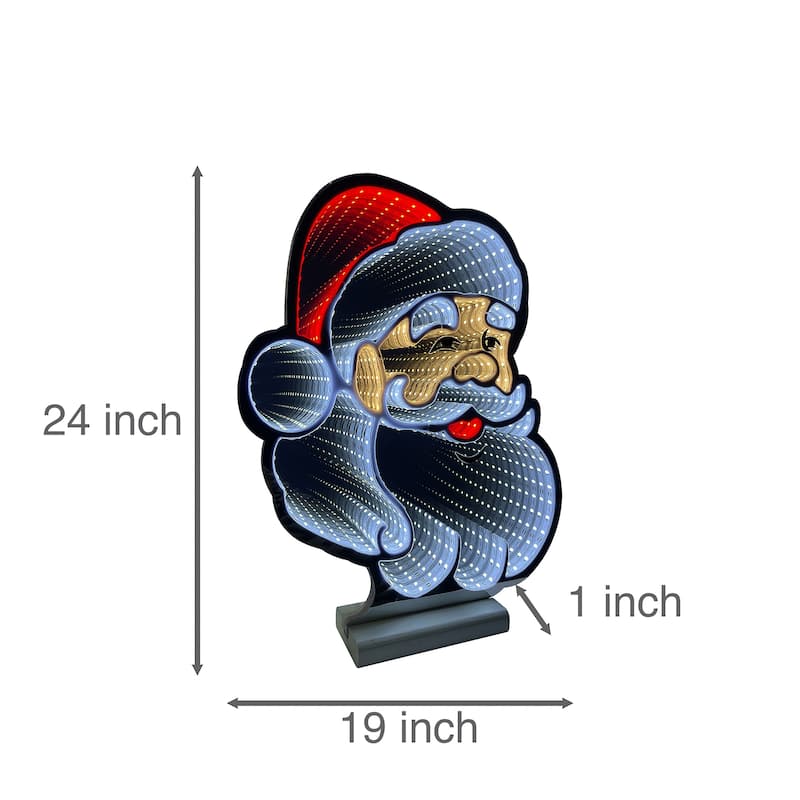 LED Lighted 3D Santa Claus Christmas Infinity Mirror - 24"