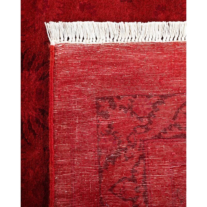 Overton Hand Knotted Wool Vintage Inspired Modern Contemporary Overdyed Red Area Rug - 8' 3" x 14' 10"