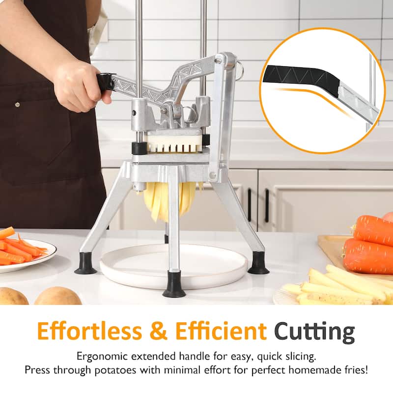 French Fry Cutter with 1/2 Inch and 3/8 Inch Blades, Stainless Steel