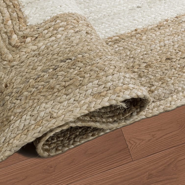Jute Hand Braided Zigzag Stitch Natural Fibers Farmhouse Style Area Rug
