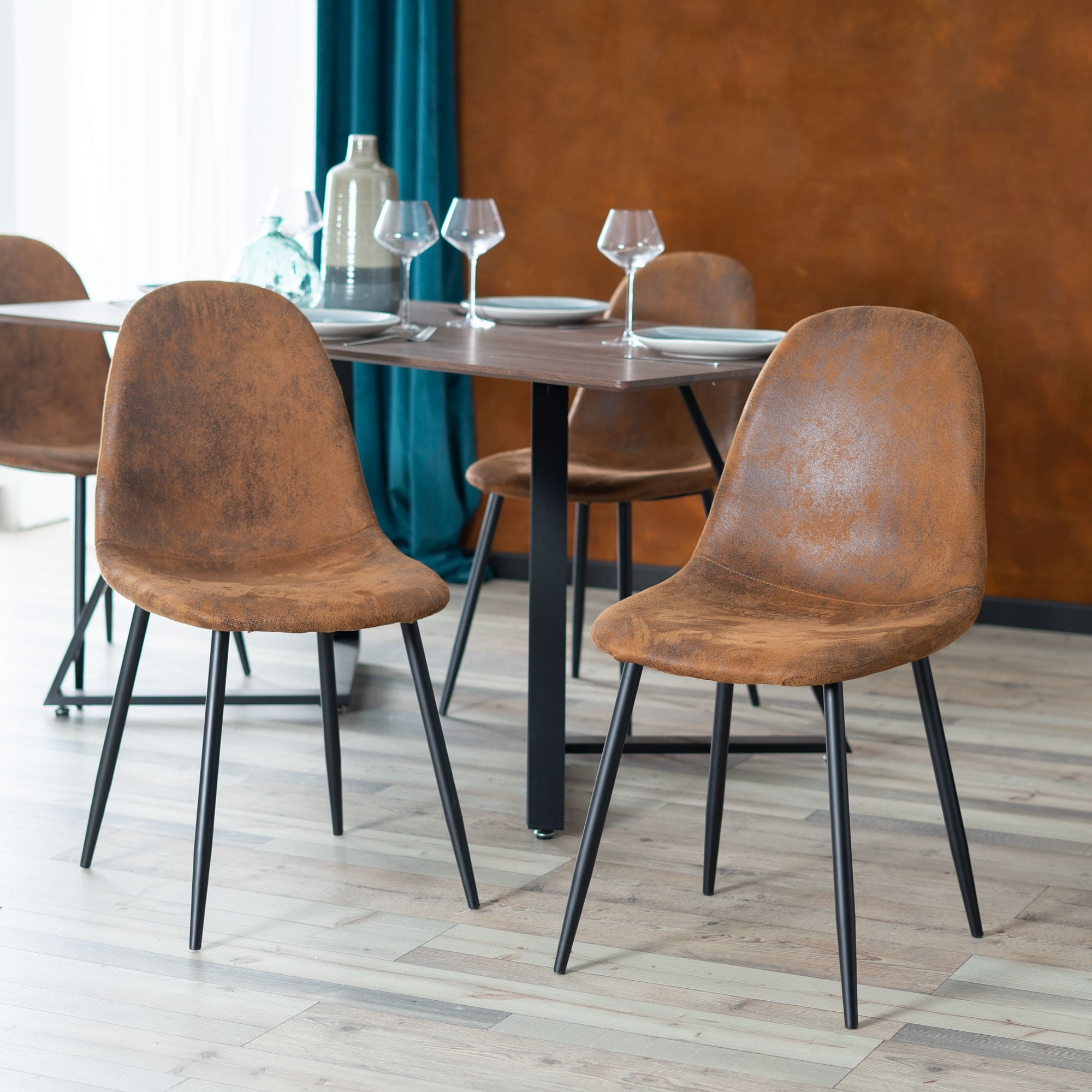Tan suede dining chairs clearance