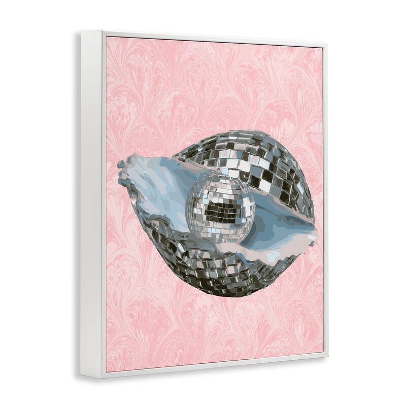 Stupell Disco Oyster on Pink Framed Giclee Art Design By Lil' Rue