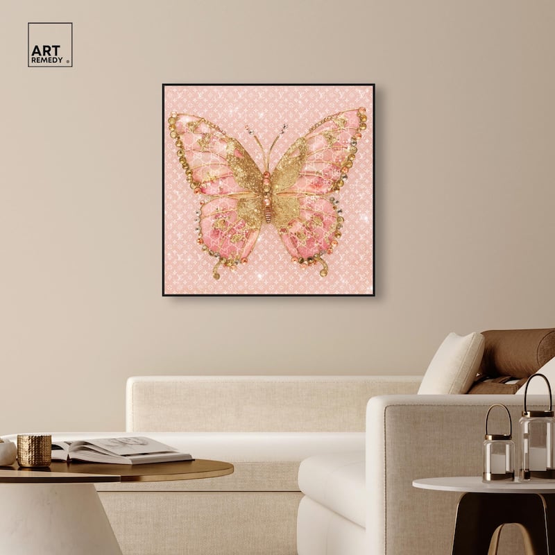 Glittering Elegant Butterfly Blush Canvas by Art Remedy