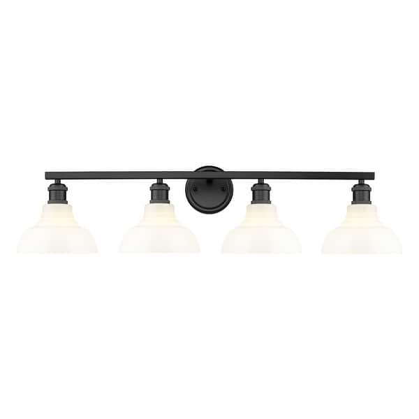 slide 2 of 4, Golden Lighting Carver 4 Light 35" Wide Bathroom Vanity Light Matte Black / Vintage Milk