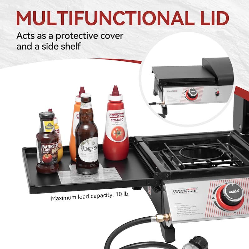 Royal Gourmet 3-Burner Grill and Griddle Combo Station with Lid