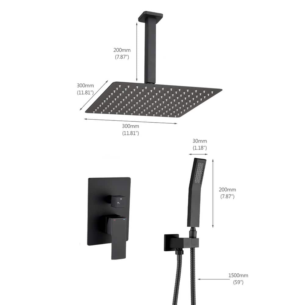 YASINU 2 Function Ceiling Mounted Square Rainfall Shower Head Bathroom Shower System Sets