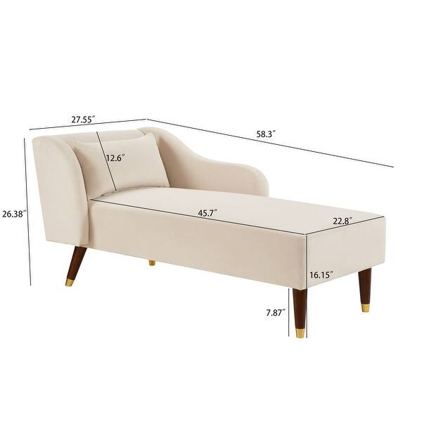 Beige Velvet Chaise Lounge Sofa Recliner Bed Lounge Sleeper Loveseat ...