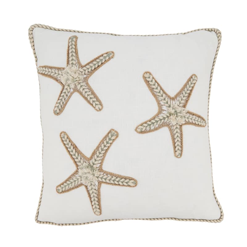 Starfish Serenity Throw Pillow - 18"x18" - Feather Down - Ivory