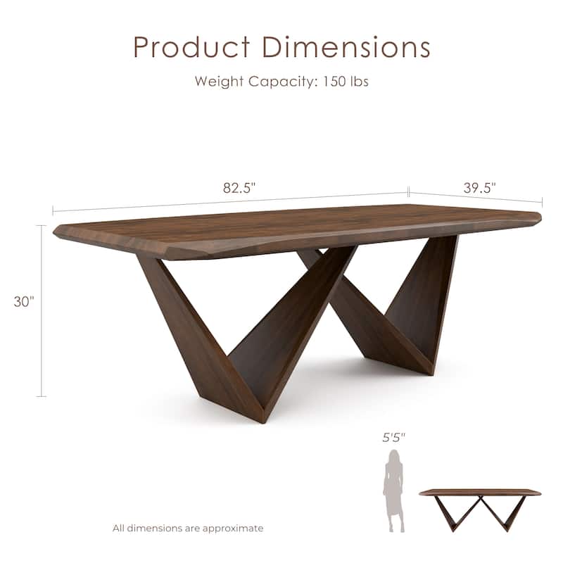 Furniture of America Abigail III Mid-Century Modern Walnut Handfinished Solid Wood 83-inch Dining Table