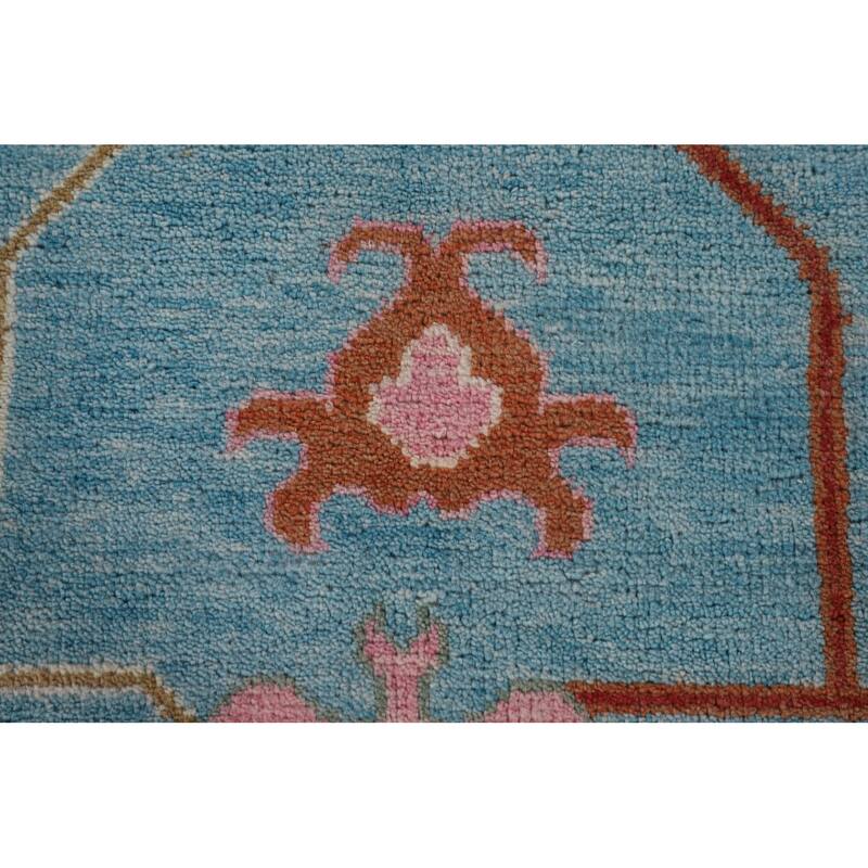 Palace Size Blue Floral Oushak Oriental Area Rug Handmade Wool Carpet - 11'9"x 14'8"