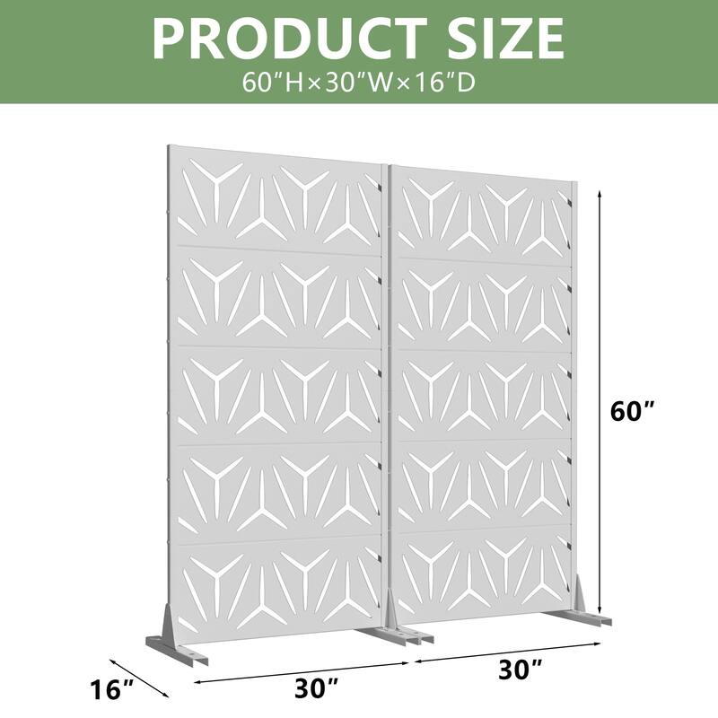 Dovelina Outdoor Freestanding Metal Privacy Screen Decorative Garden Fence (Set of 2)