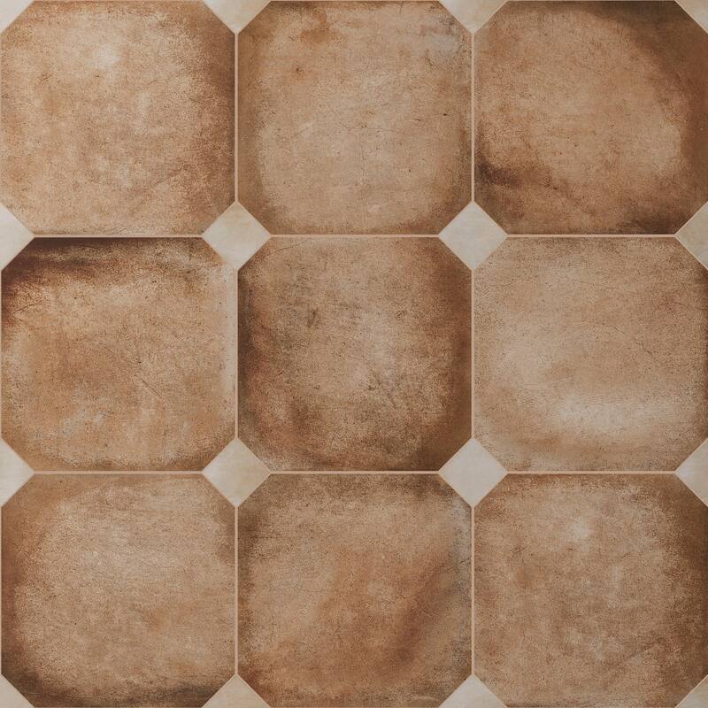 Merola Tile Laverton Octagon Natural with Taco Arena 7-7/8" x 7-7/8" Porcelain Floor and Wall Tile
