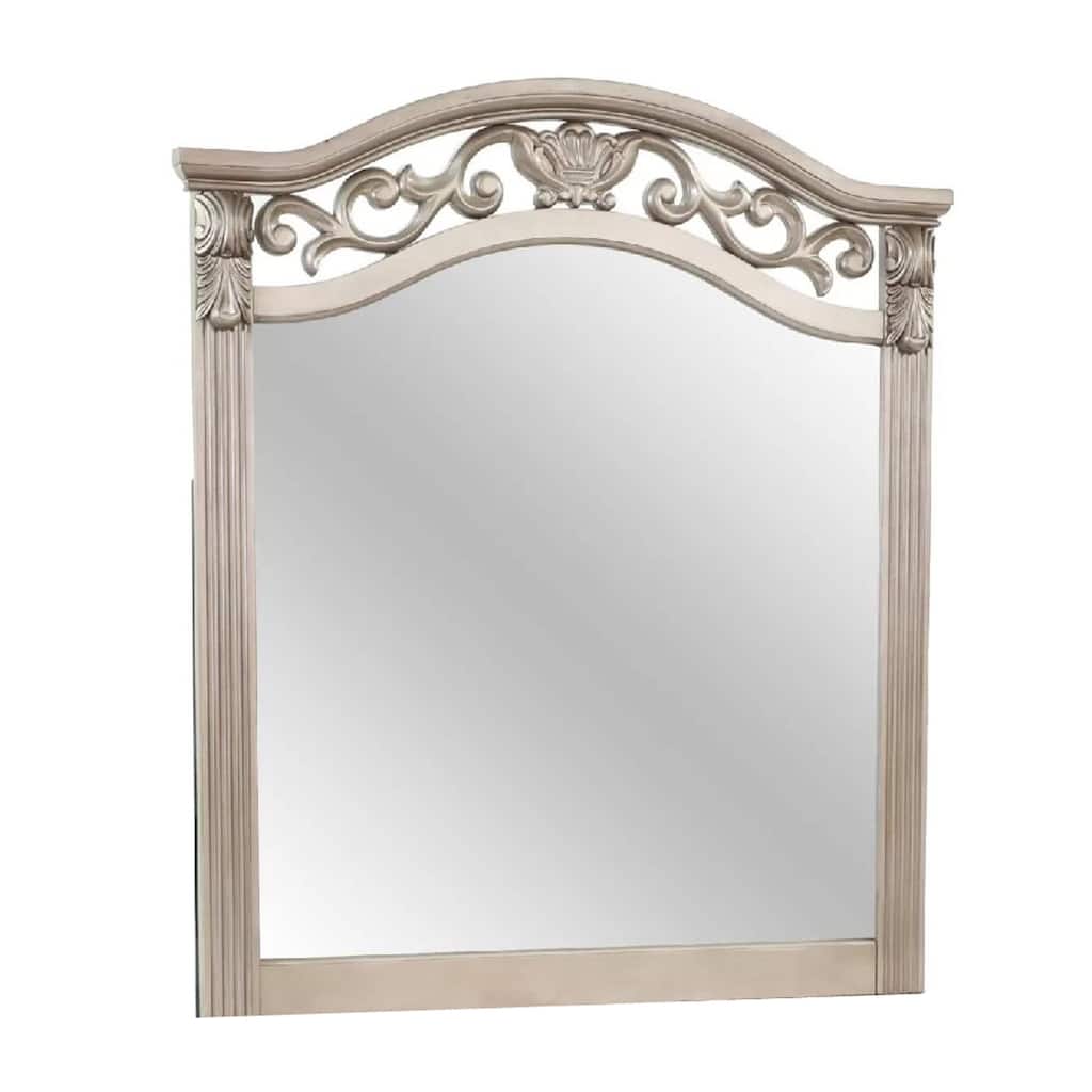 Dresser Mirror, Antique Silver Pine Wood, Molded Frame Detail, 37x41 - Antique Silver