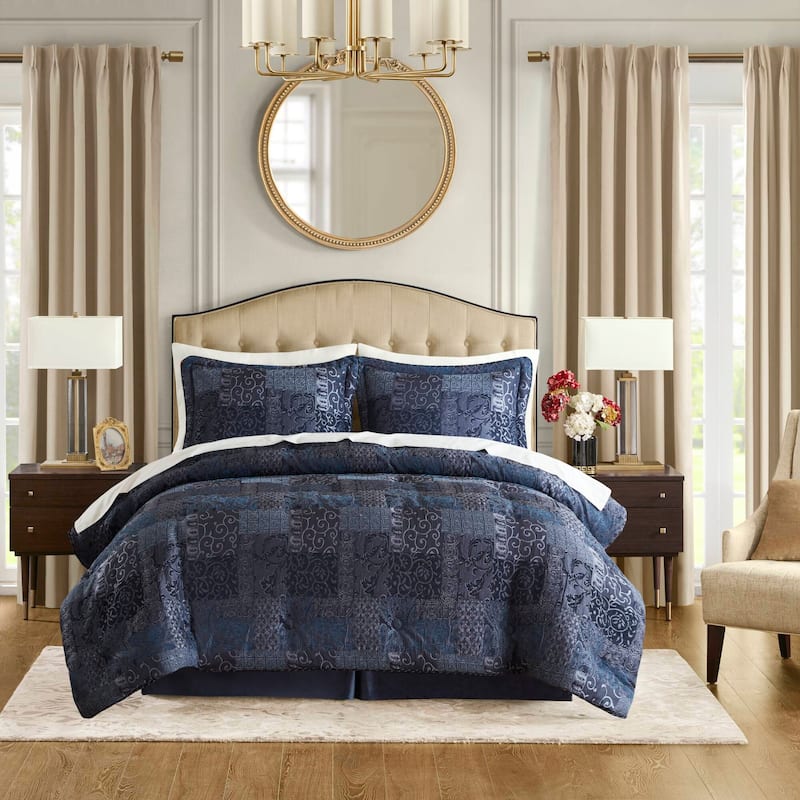 Croscill Galleria 4 Piece Comforter Set - Navy - King