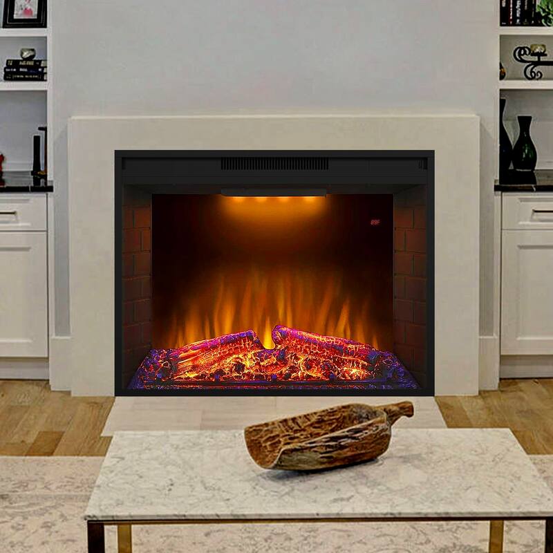 Modern Black Wall-mounted Electric Timer Fireplace with Remote
