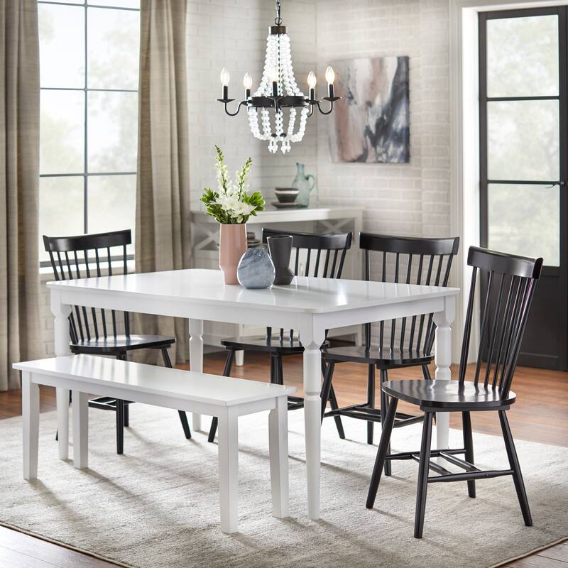 Simple Living Parma Dining Set with Dining Bench - Black
