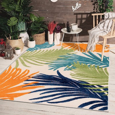 World Rug Gallery Tropical Floral Indoor/Outdoor Area Rug