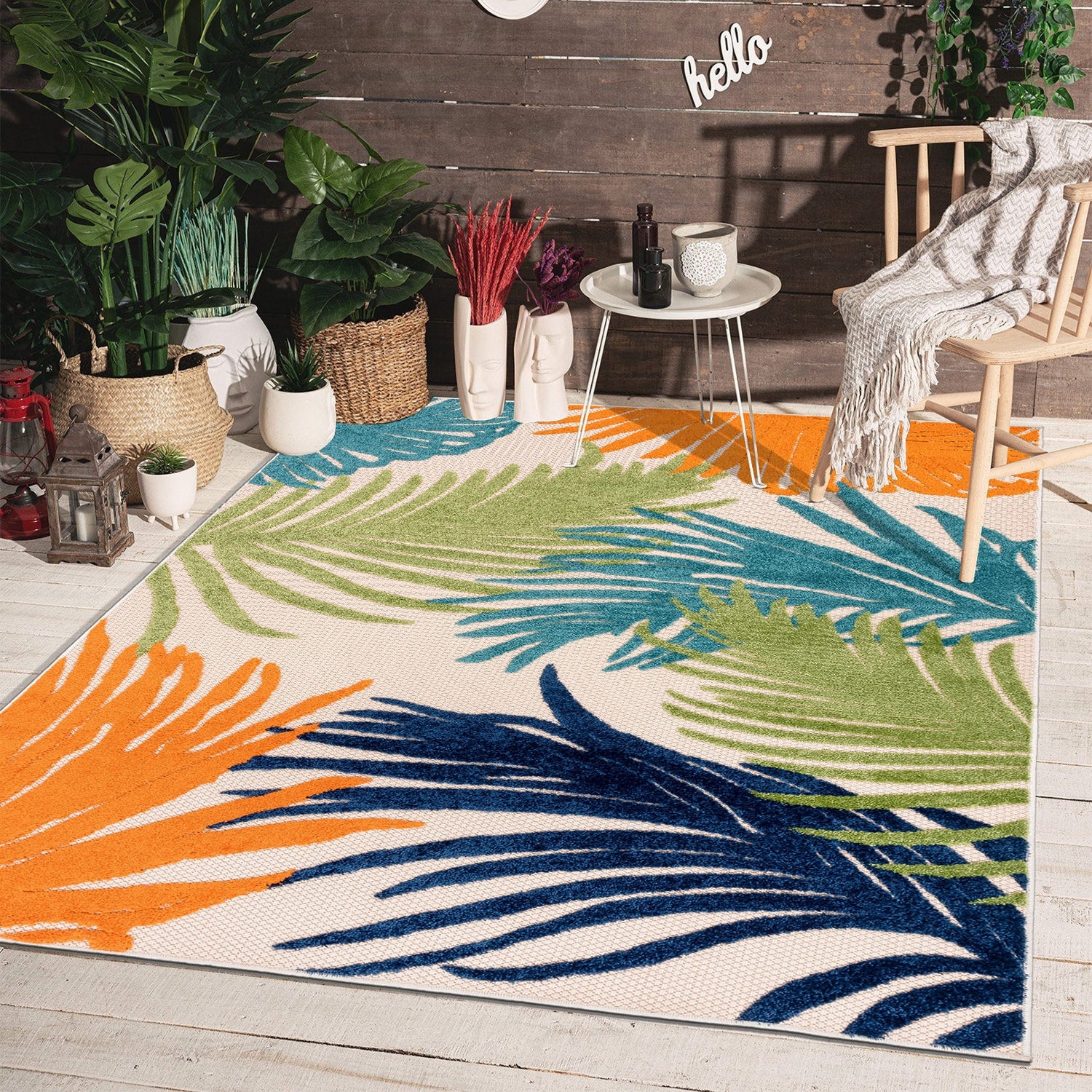 World Rug Gallery Tropical Floral Indoor/Outdoor Area Rug