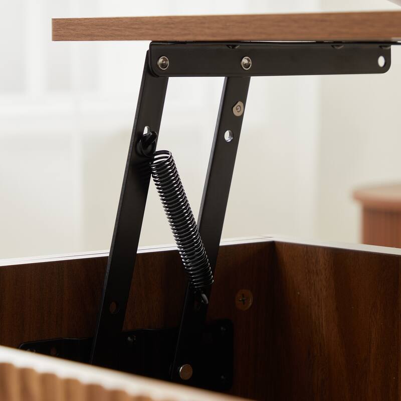 39.37 in. Wood Rectangular Lift-top Coffee Table Open Shelf