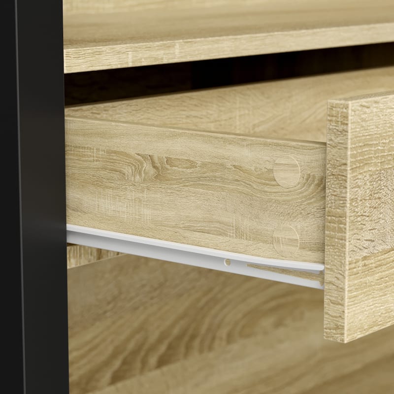 65" Tall Bookshelf with Drawers, Extra-Wide Storage Shelf Unit, Adjustable Wood Bookcase, Modern Display Cabinet