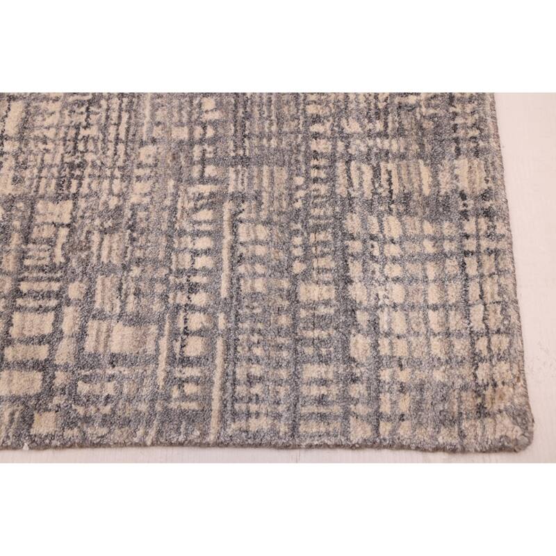 ECARPETGALLERY Hand Loomed Elysian Dark Grey Wool Rug - 8'2 x 9'9