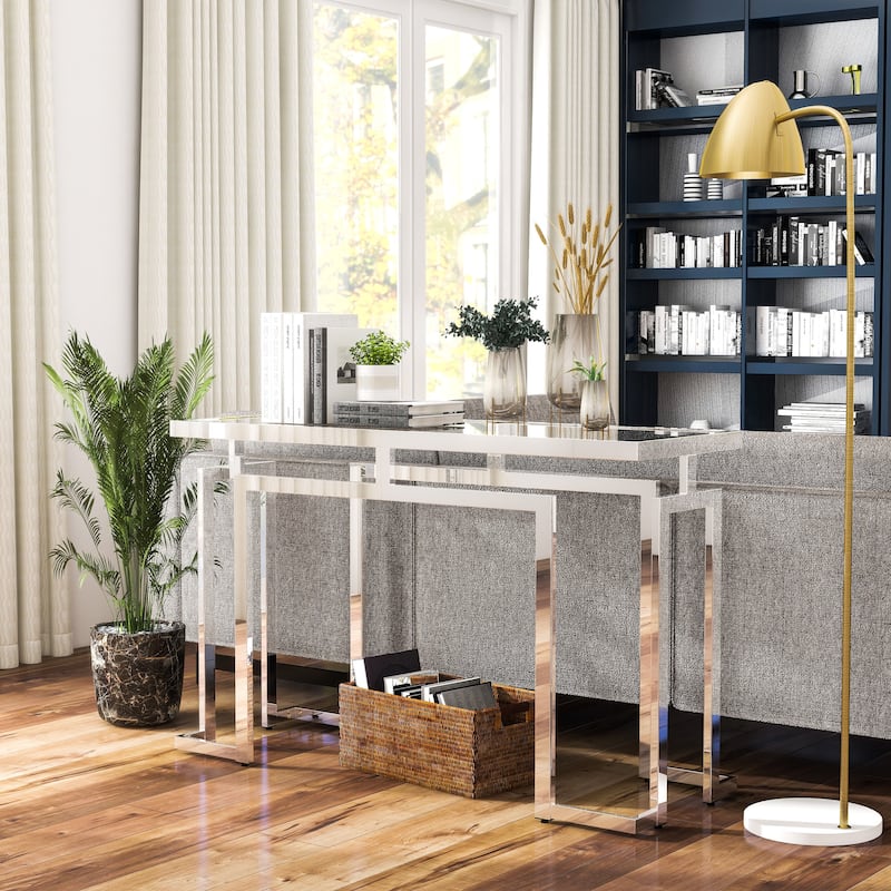 Pelmont Contemporary 52-inch Glass Top Sofa Table by Furniture of America - Chrome