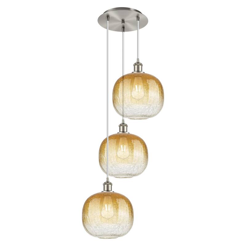 Innovations Lighting Endless Possibilities Ballston - Brookhaven Sphere - 3 Light 17" Cord Hung Multi Pendant - Brushed Satin Nickel/Amber