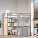 preview thumbnail 2 of 16, Solid Wood Maximized Space Twin Size Loft Bed Kids Bed with Ladder Shelves and Desk Kids Furniture, Gray
