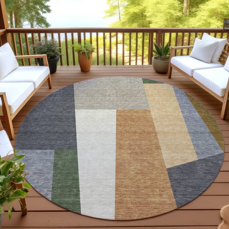 Machine Washable Indoor/ Outdoor Contemporary Jolie Chantille Rug - Gray - 8' x 8'