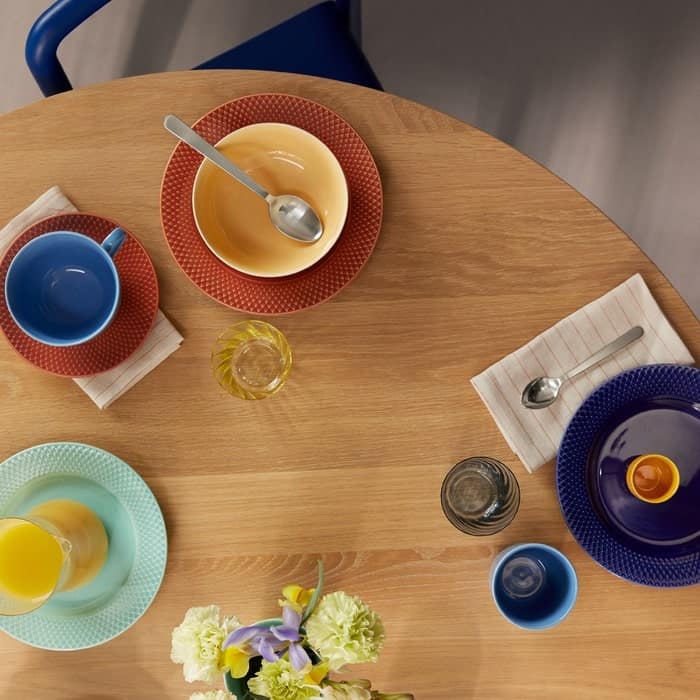 Lyngby Porcelæn Rhombe Color Lunch Plate, Aqua - Ø: 8.3"