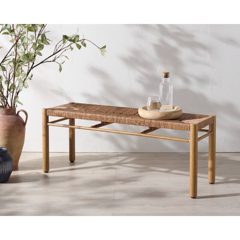 SAFAVIEH Couture Outdoor Patio Furniture Romona Bench, Fully Assembled - 47"W x 15"D x 18"H - Natural