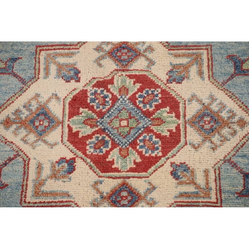 Geometric Kazak Oriental Area Rug Hand-Knotted Traditional Wool Carpet - 8'5"x 11'4"
