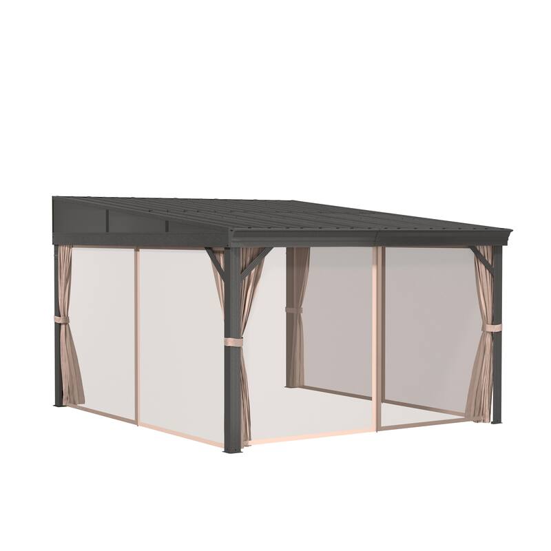 Wall-Mounted Hardtop Gazebo with Aluminum Frame