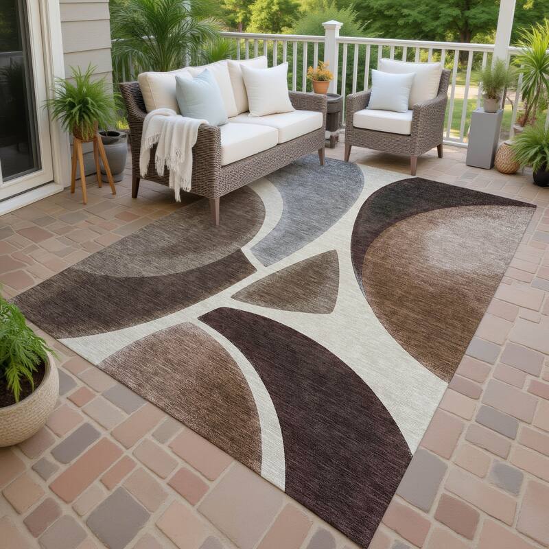 Machine Washable Indoor/ Outdoor Modern Hays Chantille Rug - Beige - 9' x 12'
