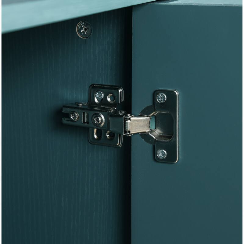 63'' Large Storage Cabinet with Metal Handle, Carved Flower Doors, Wooden Mordern Sideboard Console with Adjustable Shel