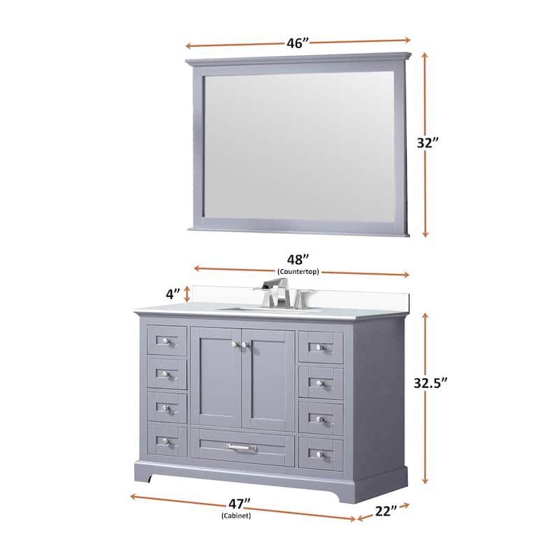Dukes 48 in. W x 22 in. D Dark Grey Single Bath Vanity and White Quartz Top