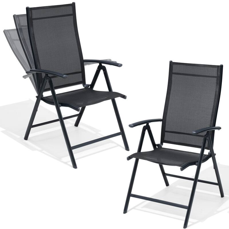 2/4/6-piece Folding Patio Chair Set Outdoor Adjustable Dining Chairs