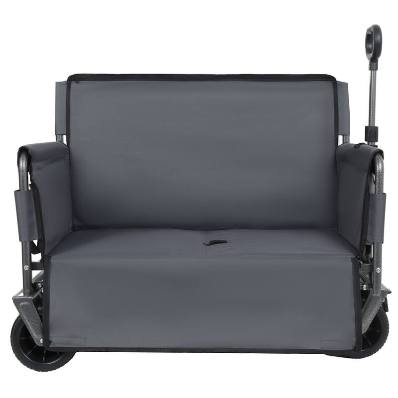 3-in-1 Heavy-Duty Folding Wagon Cart with Bench & All-Terrain Wheels