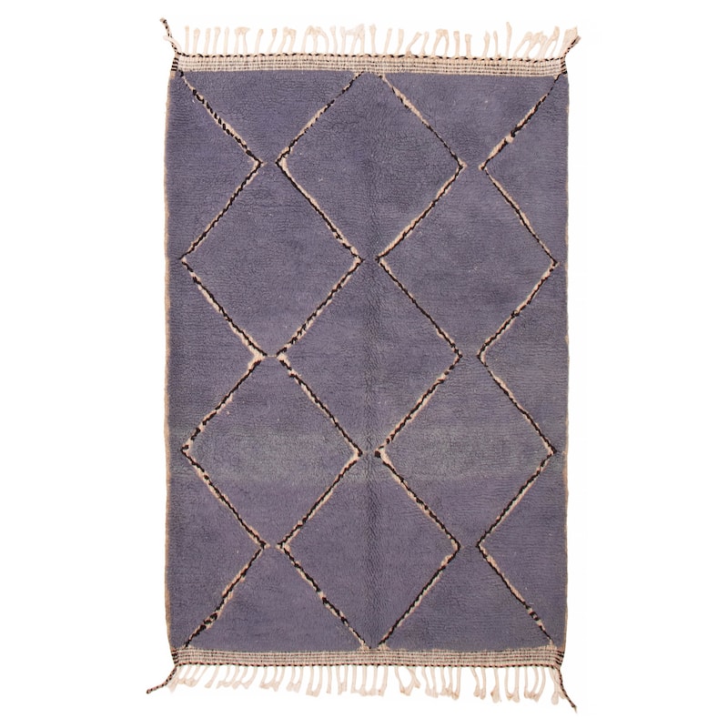 ECARPETGALLERY Hand-knotted Beni Ourain Purple Wool Rug - 5'3 x 7'8 - Dark Purple - 5'3 x 7'8