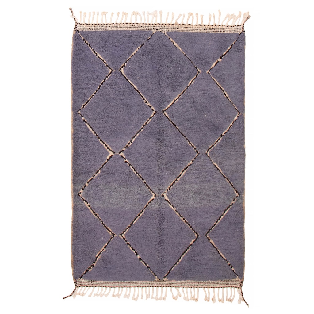 ECARPETGALLERY Hand-knotted Beni Ourain Purple Wool Rug - 5'3 x 7'8